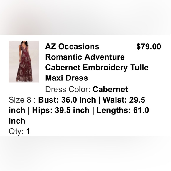 Azazie AZ Occasions Romantic Adventure Cabernet Embroidery Tulle Maxi Dress - Picture 4 of 4
